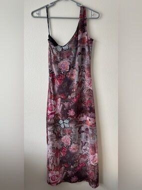 NWOT Nuon mesh y2k sheer one shoulder midi dress size M grunge princess emo